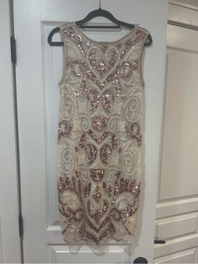 Endless Rose Ivory Mini Dress with Rose Gold Sequins